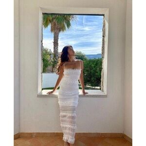 Aegean Ruffle zippered midi dress